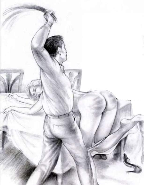 BDSM Spanking Bild Frau bekommt den Po versohlt